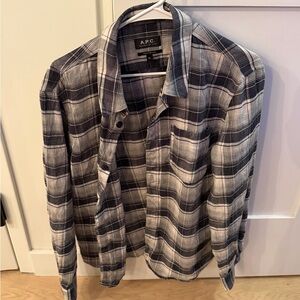 A.P.C. Black and Gray Plaid Shirt